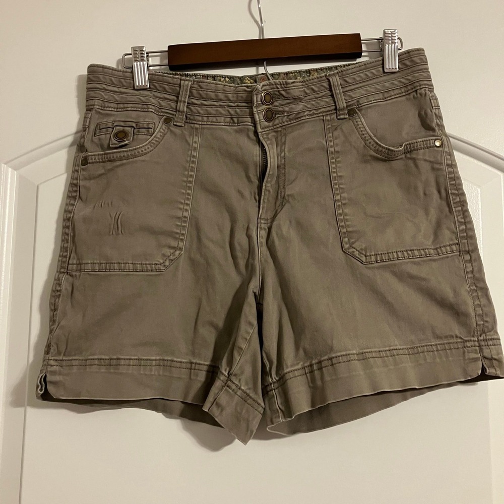Dakota Blue Utility Shorts Size 12 Olive Brown Stretch Cotton Casual Hiking